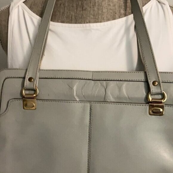 VINTAGE Grey All Leather Classic Shoulder Purse​​​​​ - Picture 3 of 14